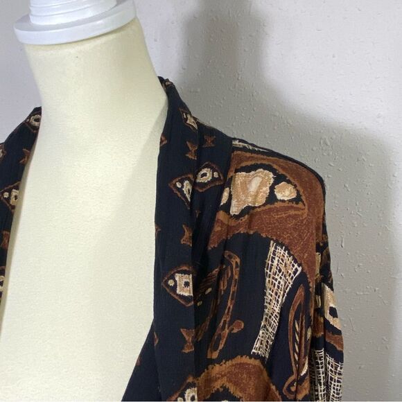 Vintage Delores Bell 100% Rayon Gauzy Boho Aztec Lightweight Cardigan Women's M - Picture 6 of 16